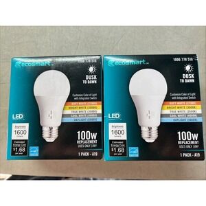 2x EcoSmart Dimmable Dusk to Dawn LED light bulb 100W equiv 1006 778 516 5 Color